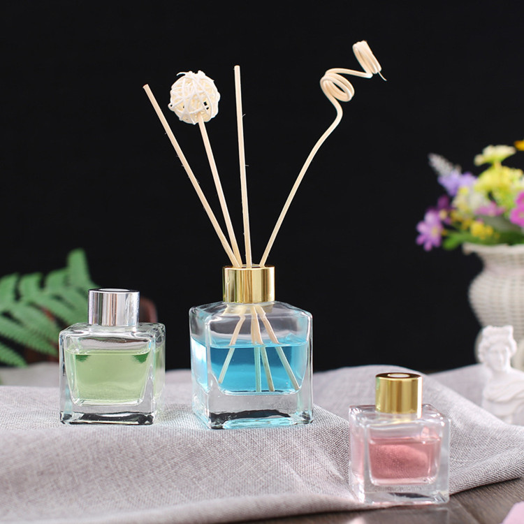 empty 50ml 100ml 150ml square shape reed diffuser glass bottle