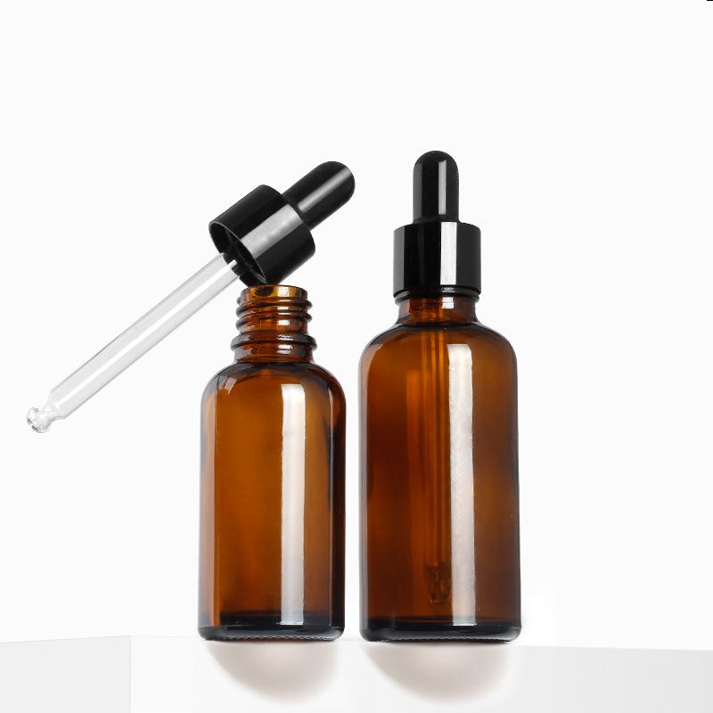 empty 50ml 100ml amber glass dropper cosmetic essential oil bottle for CBD oil