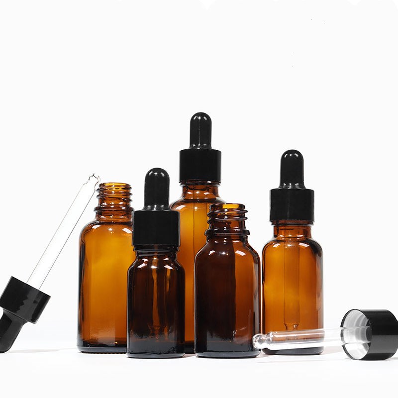 empty 50ml 100ml amber glass dropper cosmetic essential oil bottle for CBD oil
