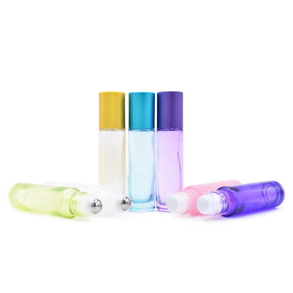 empty 50ml cc amber glass boston round rollon bottle,attar oil bottle,perfume roll on bottle with 18mm neck colorful