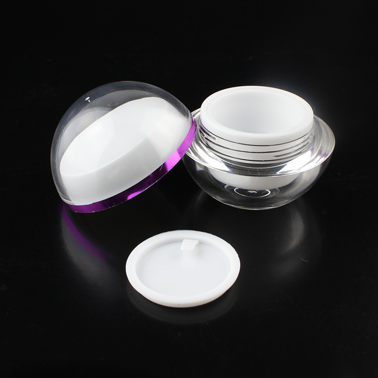 empty 5G purple bottle cosmetic jars,mini 5g purple cream jar with flower lid,plastic small 5g cosmetic container