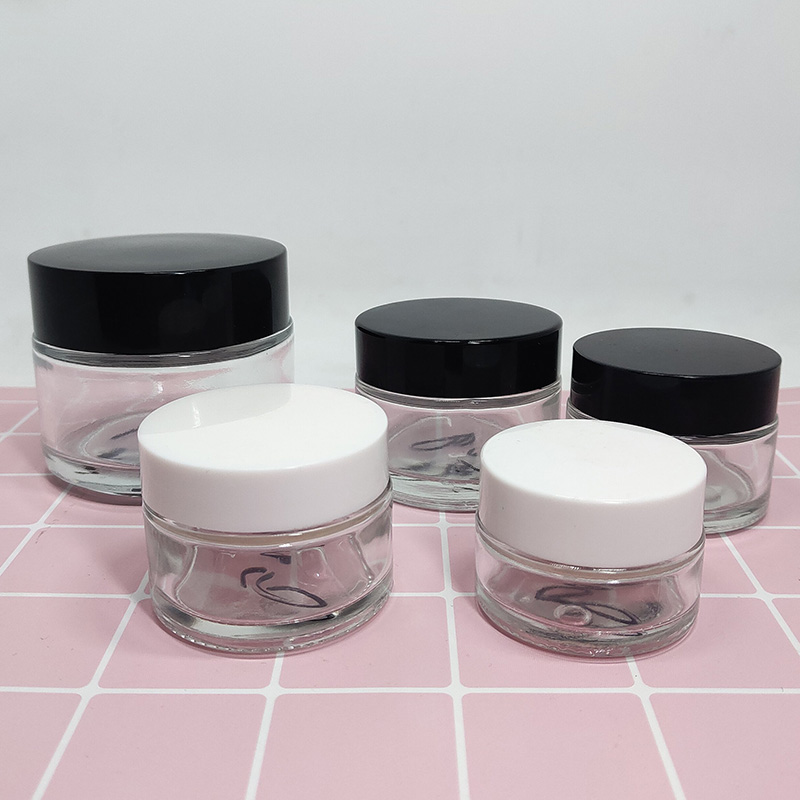 empty 5g 10g 15g 20g 30g 50g 100g cosmetic clear glass jar with plastic screw cap