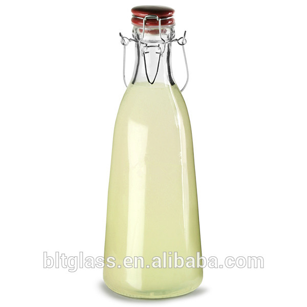empty French Vintage Glass Clear Milk Bottles with clip top 500ml 1000ml