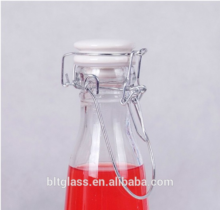 empty French Vintage Glass Clear Milk Bottles with clip top 500ml 1000ml