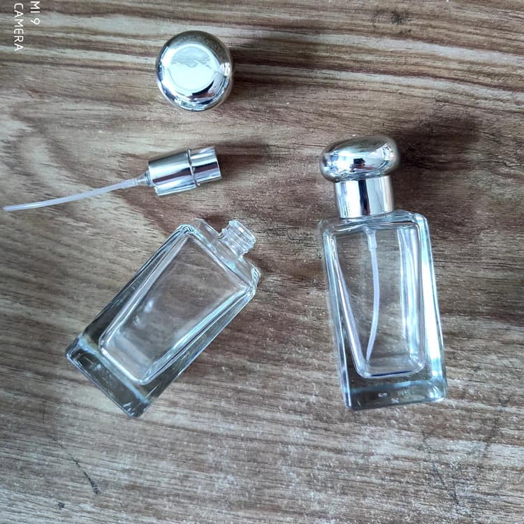 empty Jo Malone 30ml clear square empty refillable perfume bottles glass spray bottle with aluminum atomizer for fragrance