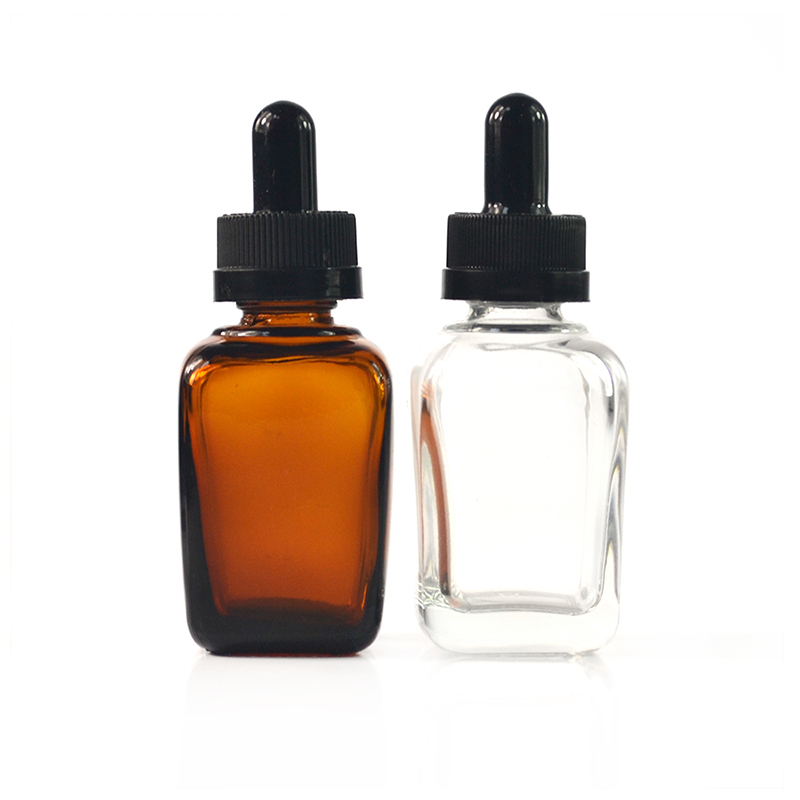 empty amber Clear 15ml 30ml 50ml 100ml perfume square 2oz essential oil glass bottle with dropper