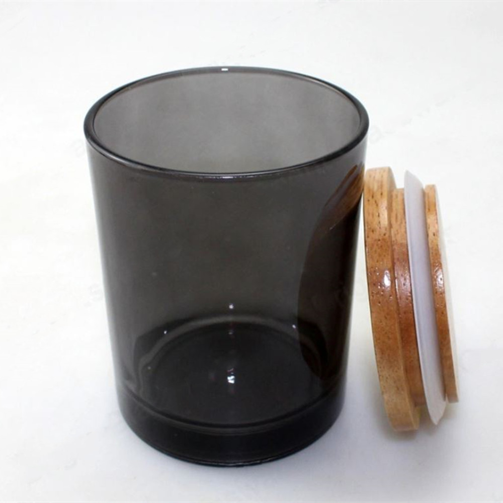 empty amber candle jars glass luxury with bamboo lid