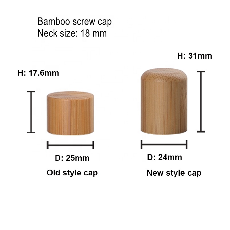 empty amber glass essential oil bottle 5ml 10ml 15ml 20ml 30ml 50ml 100ml with 18mm bamboo wood screw cap and reducer for oil
