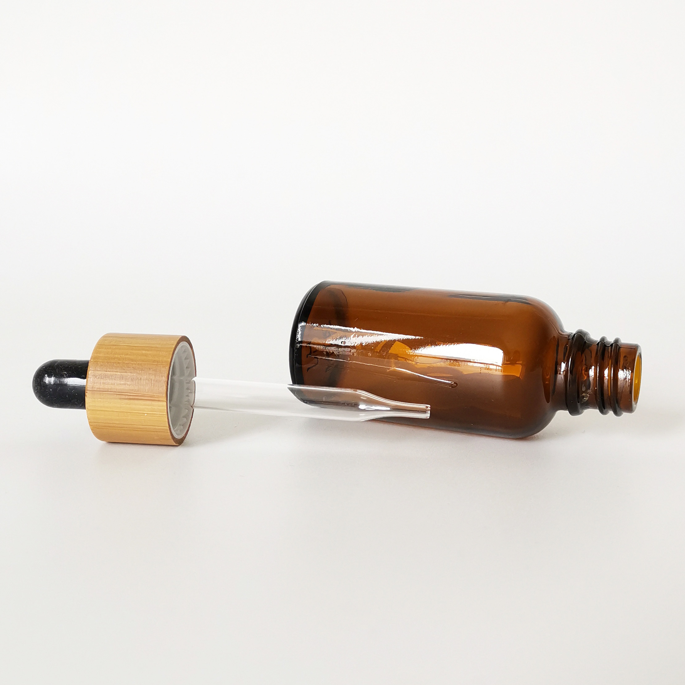 empty bamboo bottle 15ml 30ml 50ml amber wooden glass dropper bottle