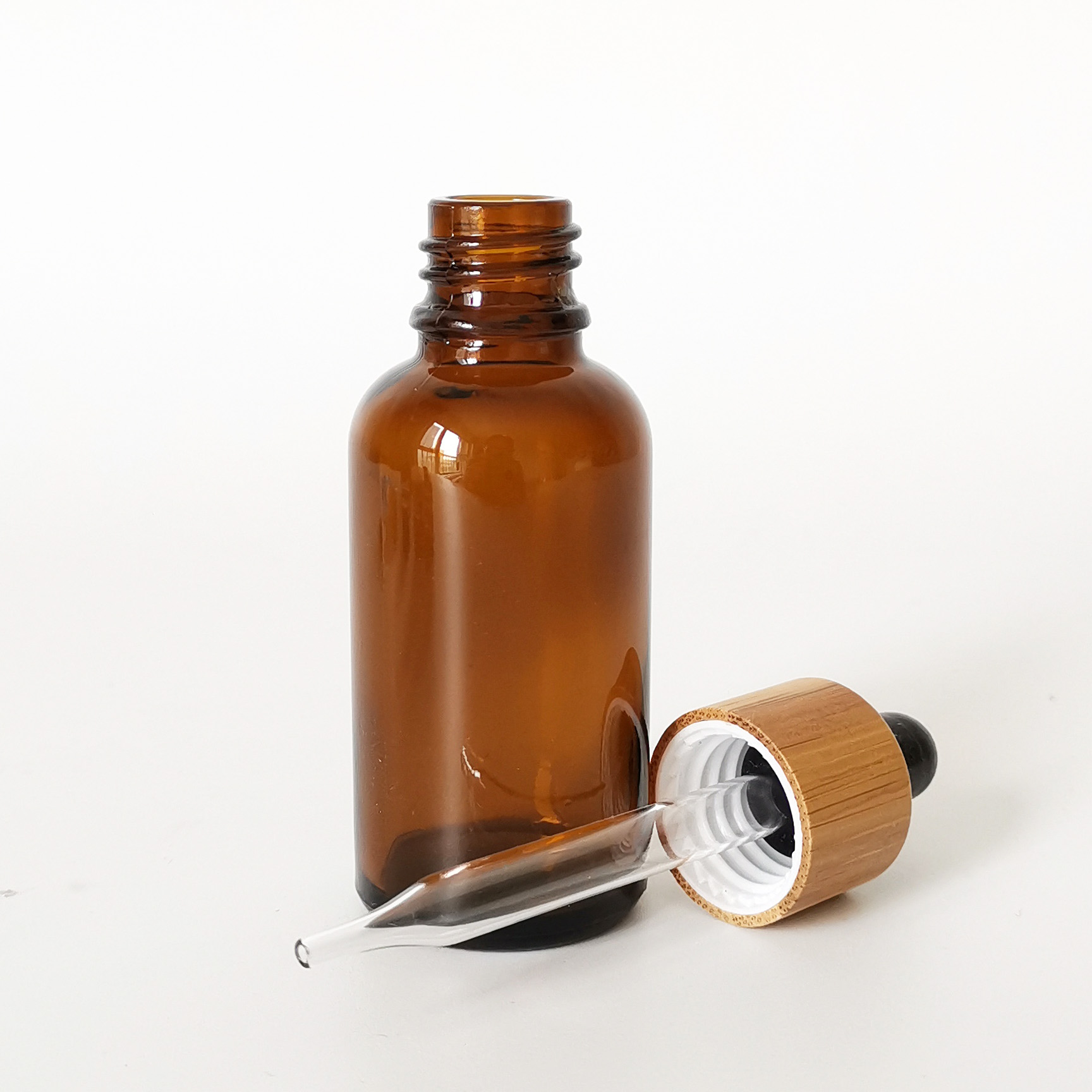 empty bamboo bottle 15ml 30ml 50ml amber wooden glass dropper bottle