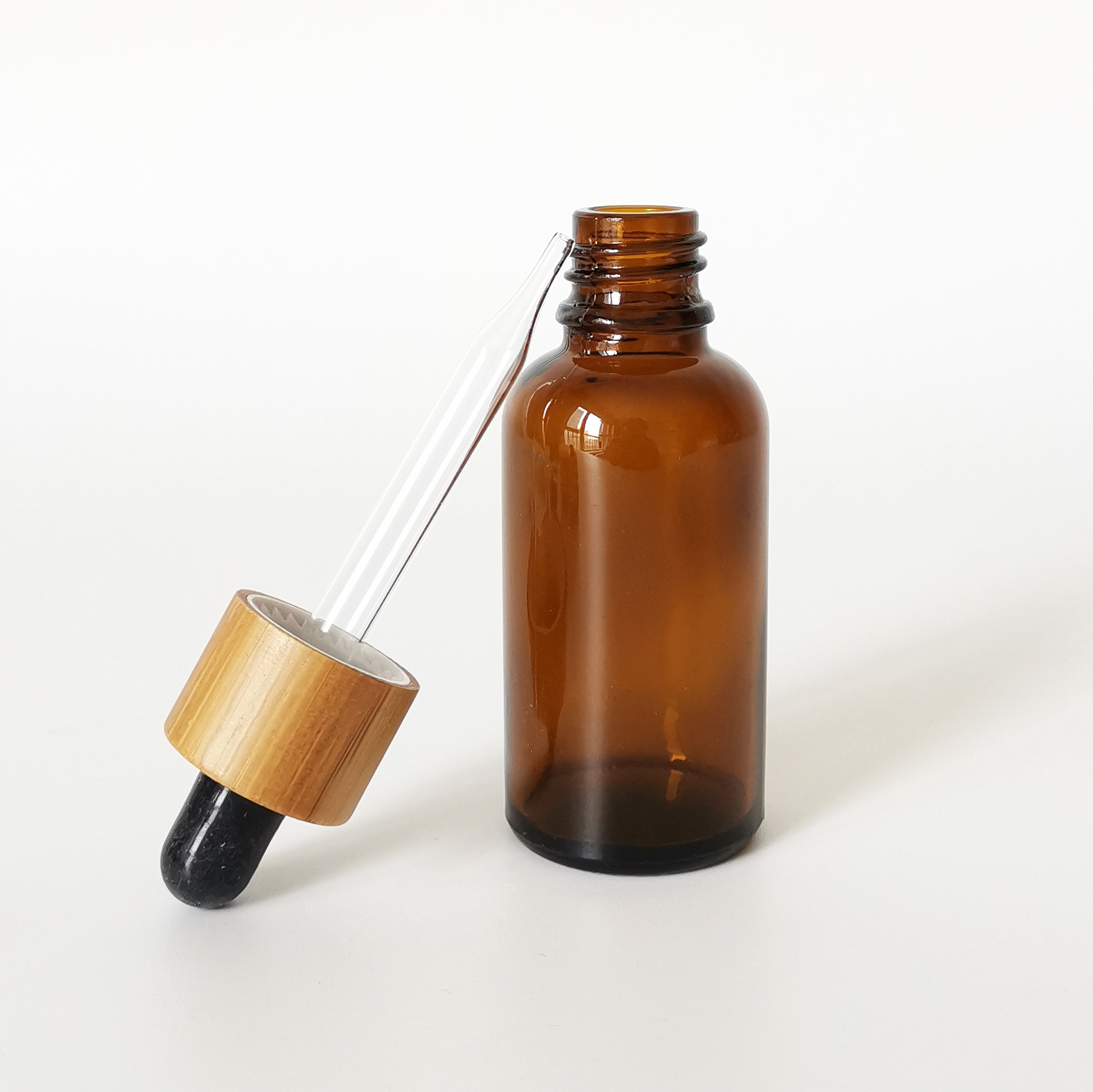 empty bamboo bottle 15ml 30ml 50ml amber wooden glass dropper bottle