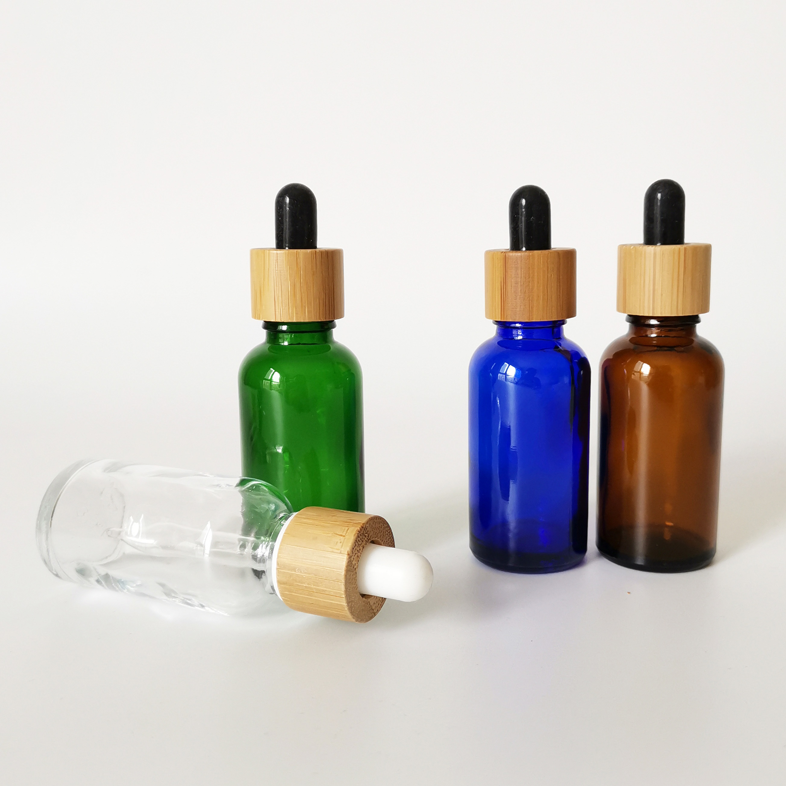 empty bamboo bottle 15ml 30ml 50ml amber wooden glass dropper bottle