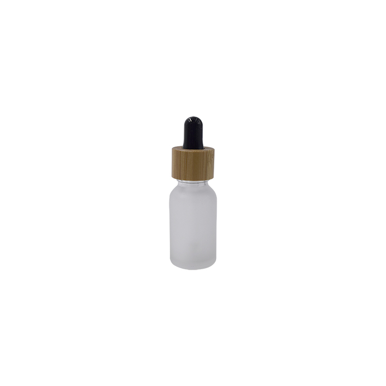 empty bamboo frosted glass dropper essential oil glass bottle