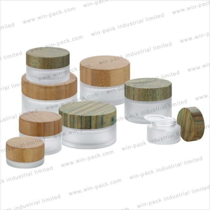 empty bamboop glass cosmetic cream jar with cap 15g 30g 50g 100g