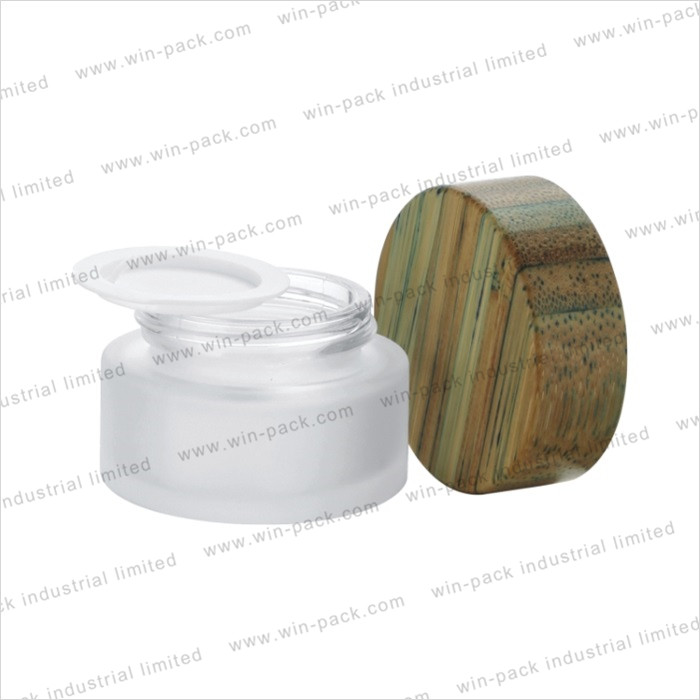 empty bamboop glass cosmetic cream jar with cap 15g 30g 50g 100g