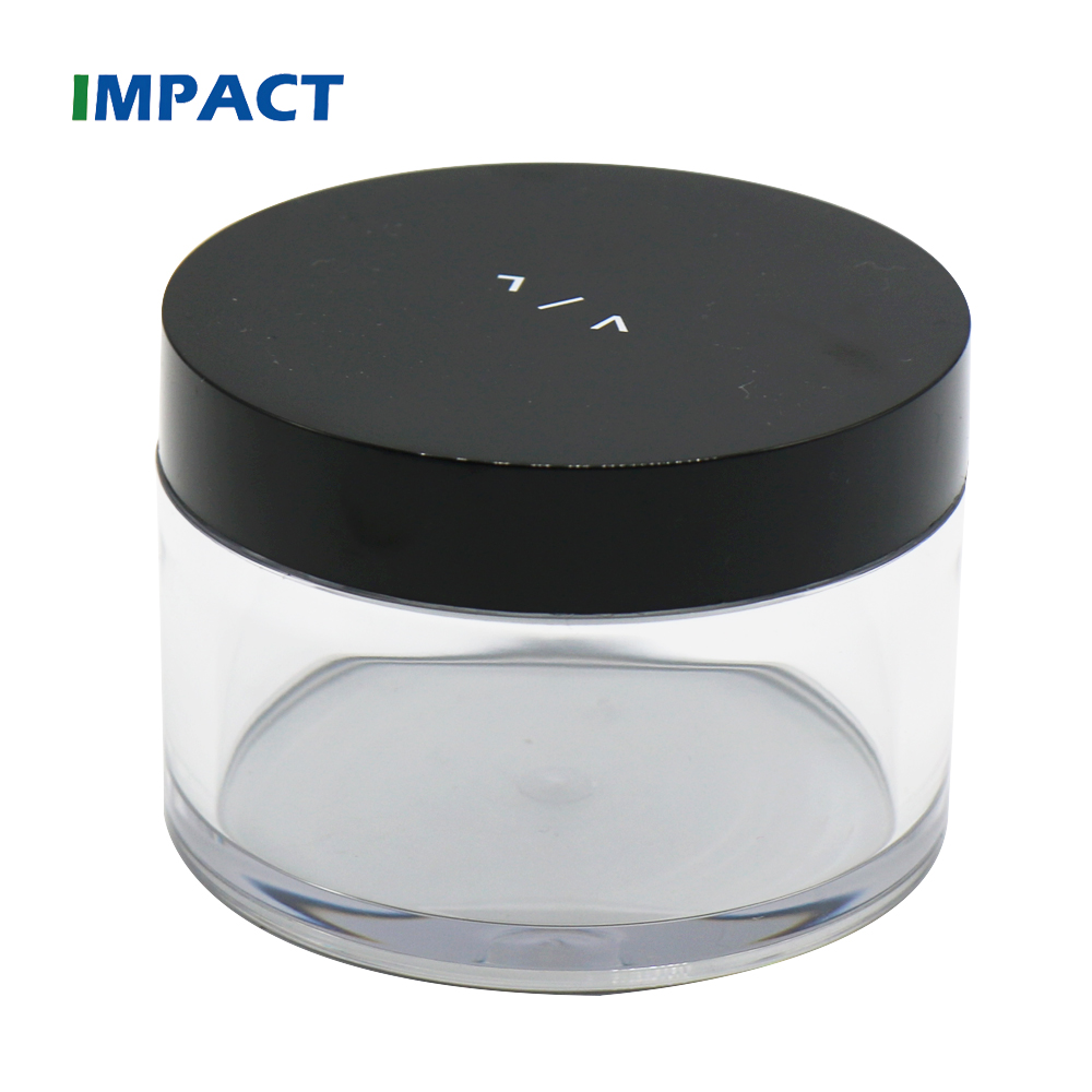 empty black clear 30g 50g 100g wide mouth cosmetic pet plastic jar with black screw lid
