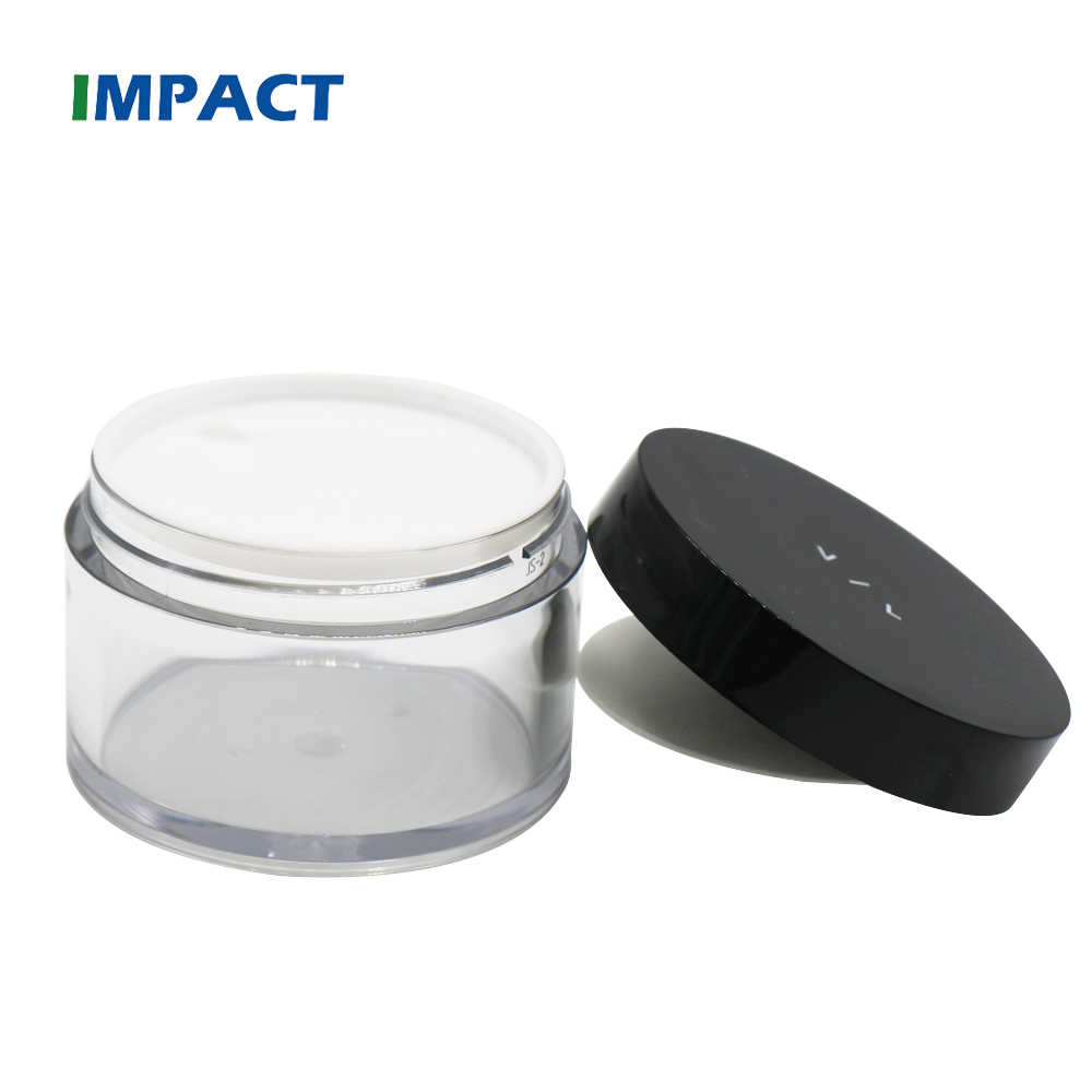 empty black clear 30g 50g 100g wide mouth cosmetic pet plastic jar with black screw lid