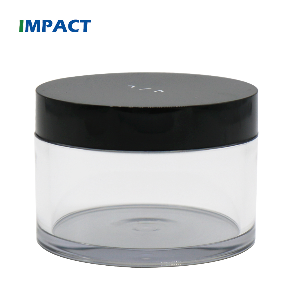 empty black clear 30g 50g 100g wide mouth cosmetic pet plastic jar with black screw lid