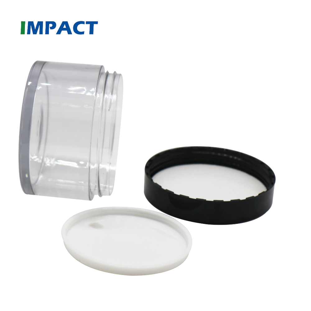empty black clear 30g 50g 100g wide mouth cosmetic pet plastic jar with black screw lid