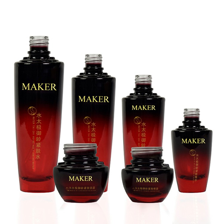 empty black gradient red 30g 50g 30ml 50ml 100ml 130ml glass jar skincare face cream lotion bottle cosmetic glass bottle sets