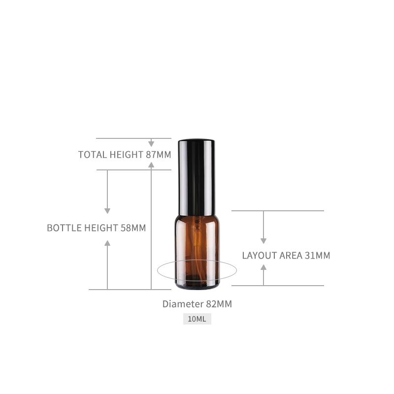 empty brown perfume room cylinder amber spray glass bottle with sprayer pump 10ml for cosmetic attar packaging