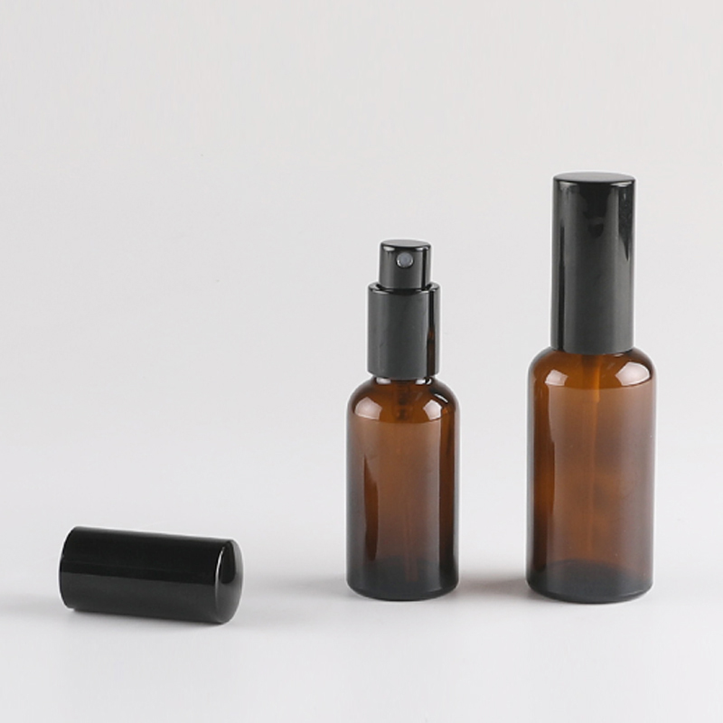 empty brown perfume room cylinder amber spray glass bottle with sprayer pump 10ml for cosmetic attar packaging