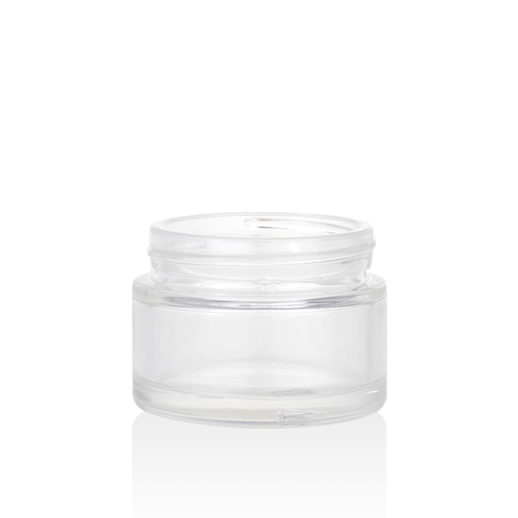 empty classic round stock glass jars 5g 10g 20g 30g 50g 100g face eye cream clear glass jar with matte silver lid for skincare