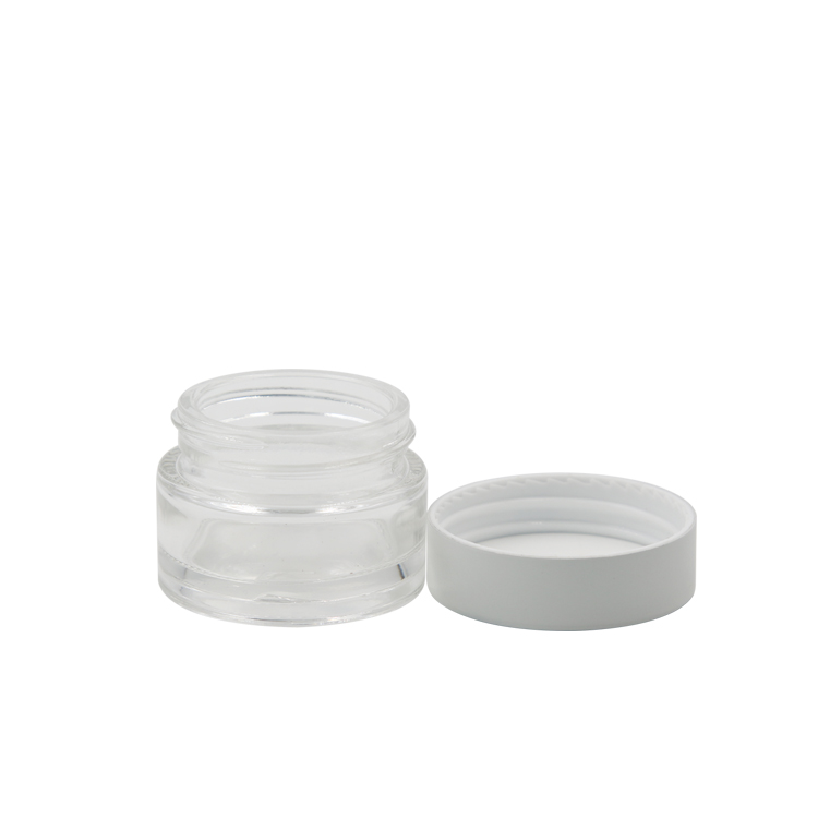 empty clear 1oz cosmetic container 30g cream glass jar with white lid