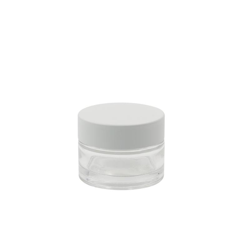 empty clear 1oz cosmetic container 30g cream glass jar with white lid