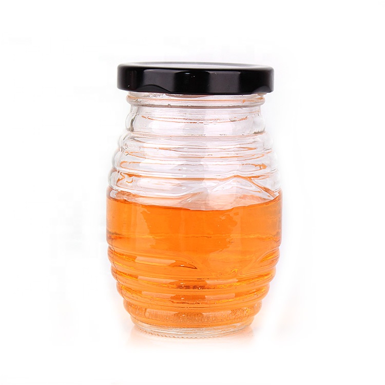 empty clear 200ml airtight food glass jar for honey packing with tinplate screw cap