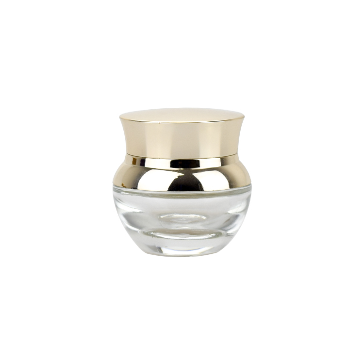 empty clear 20g 30g 50g skin care face cream bio glass jar with gold UV cap