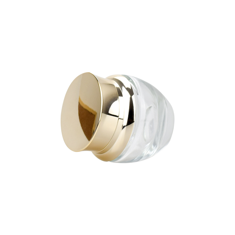 empty clear 20g 30g 50g skin care face cream glass jar with gold UV cap