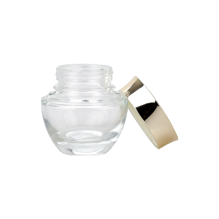 empty clear 20g 30g 50g skin care face cream glass jar with gold UV cap