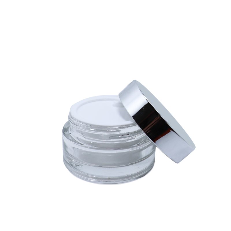 empty clear 30g 50g cosmetic container 100g glass skin care cream jar with aluminum lid
