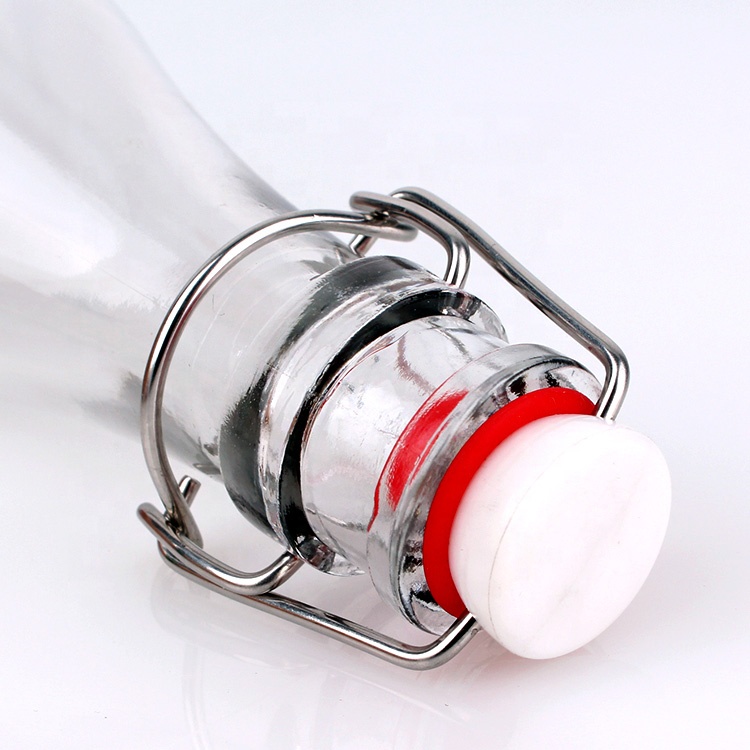 empty clear 350ml swing top glass dressing bottles with flip cap