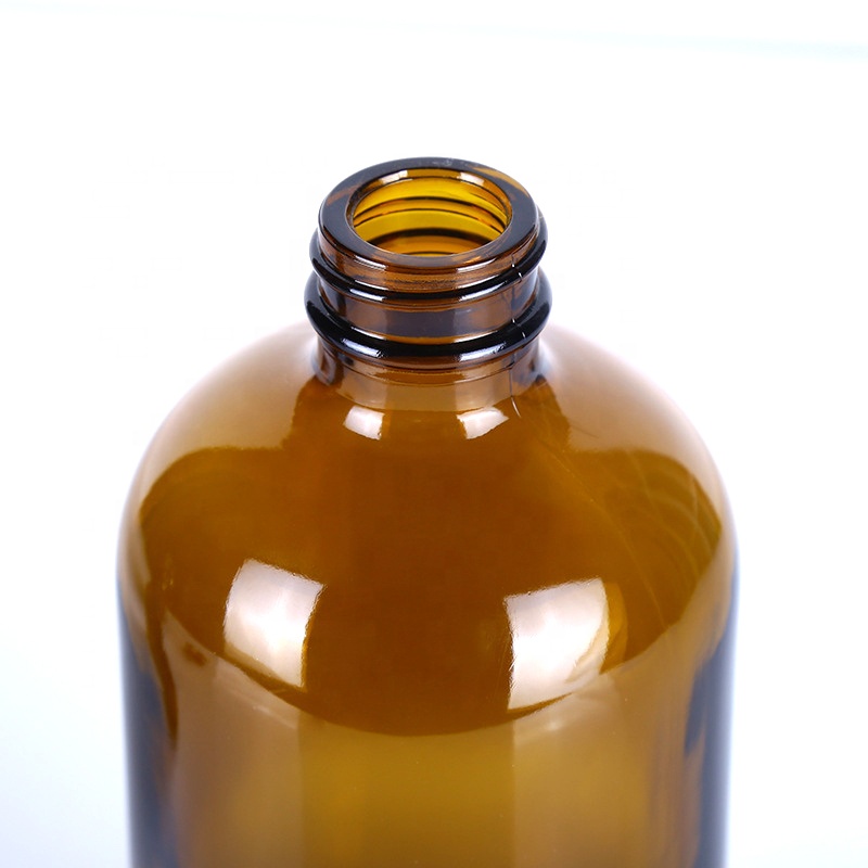 empty clear 500ml 16 oz 8 oz boston round glass bottle with black trigger sprayer cap