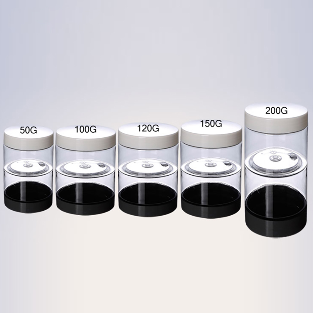 empty clear/amber 50g 100g 120g 150g 200g cosmetic container plastic skincare cream jar with lid
