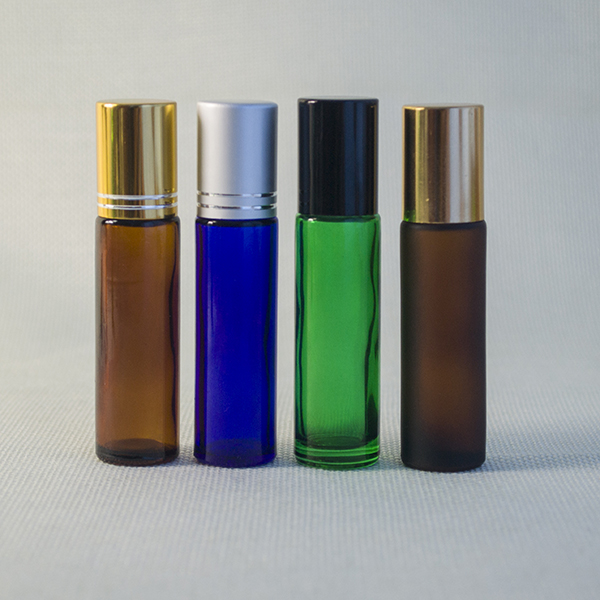 empty clear amber blue green matte black 10ml glass perfume bottle with roller ball
