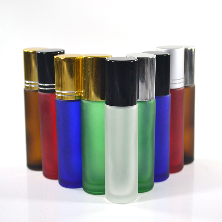 empty clear amber blue green matte black 10ml glass perfume bottle with roller ball