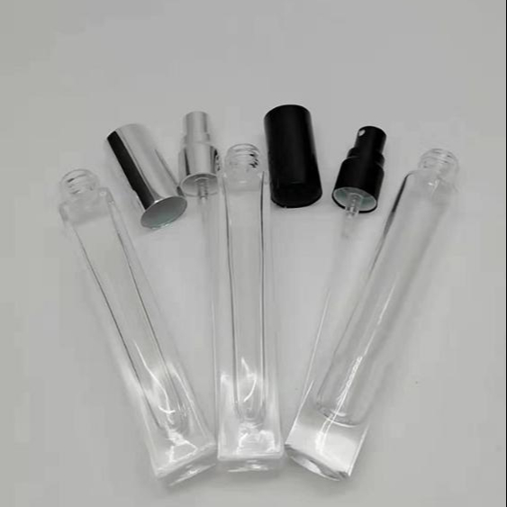 empty clear designer Square Perfume Glass Bottle With aluminum sprayer
