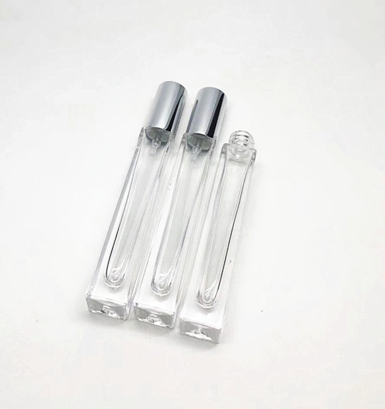 empty clear designer Square Perfume Glass Bottle With aluminum sprayer