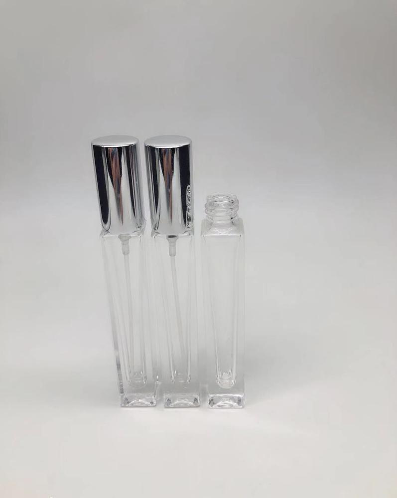 empty clear designer Square Perfume Glass Bottle With aluminum sprayer