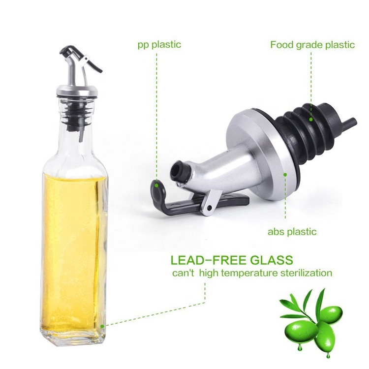 empty clear square 8oz olive oil sprayer glass bottle for soy sauce vinegar with nozzle cap and stainless steel funnel 250ml