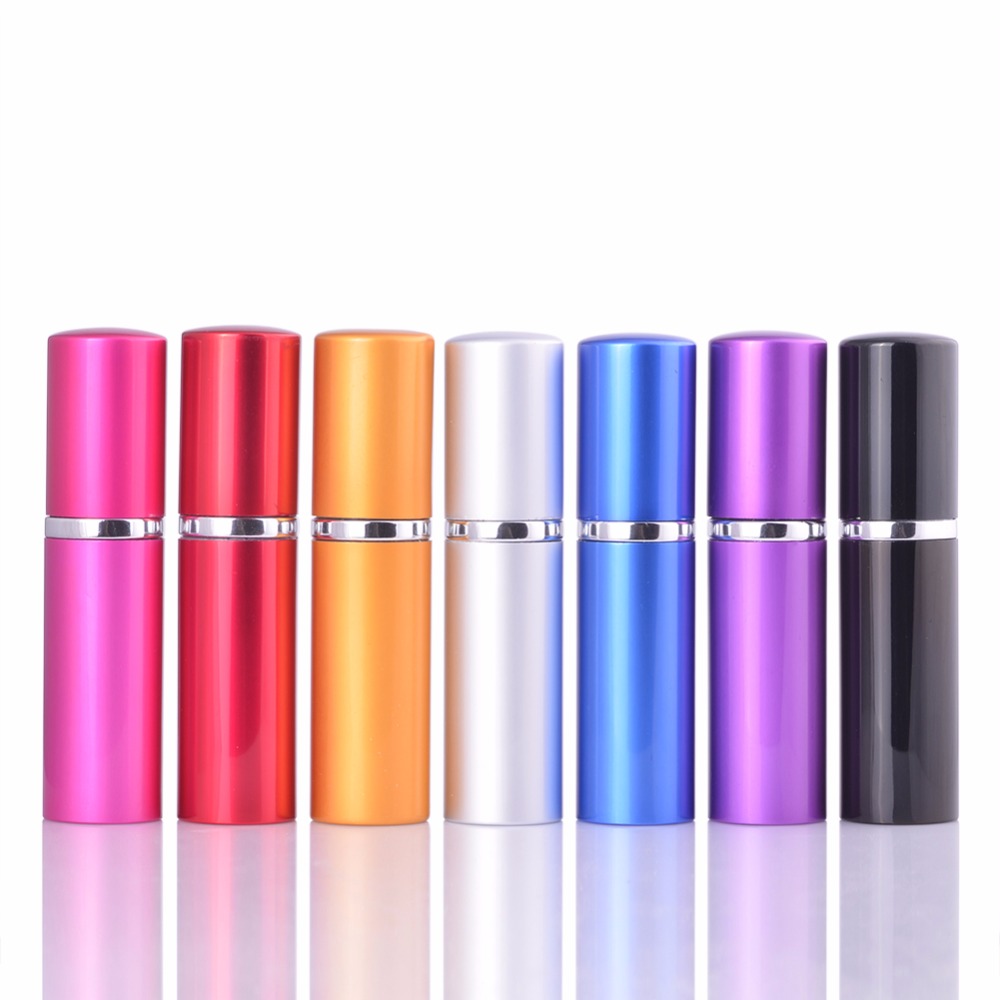empty cosmetic 7 colors 5ml 10ml mini portable pocket sized aluminum bottles refillable spray perfume atomizers wholesale