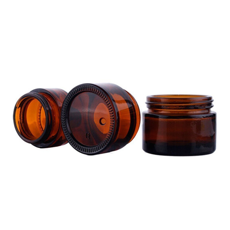 empty cosmetic clear brown skincare packaging container 20ml 30ml 50ml 1oz 2oz 4oz 30g 20g 50g amber glass jar glass cream jar