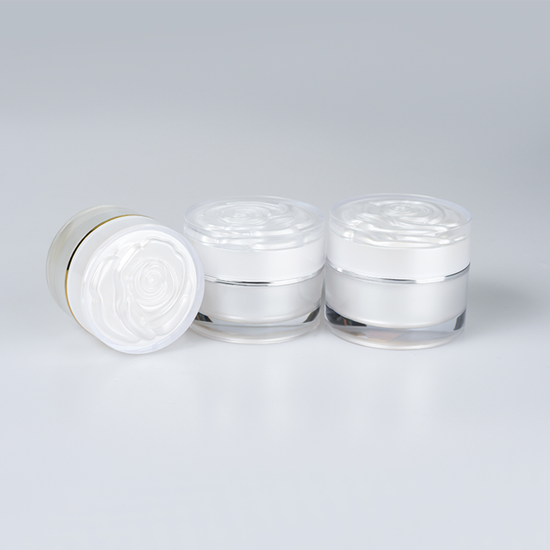 empty cosmetic containers white gold sliver red purple 5g 15g 30g plastic acrylic cream jar with Rose caving lid