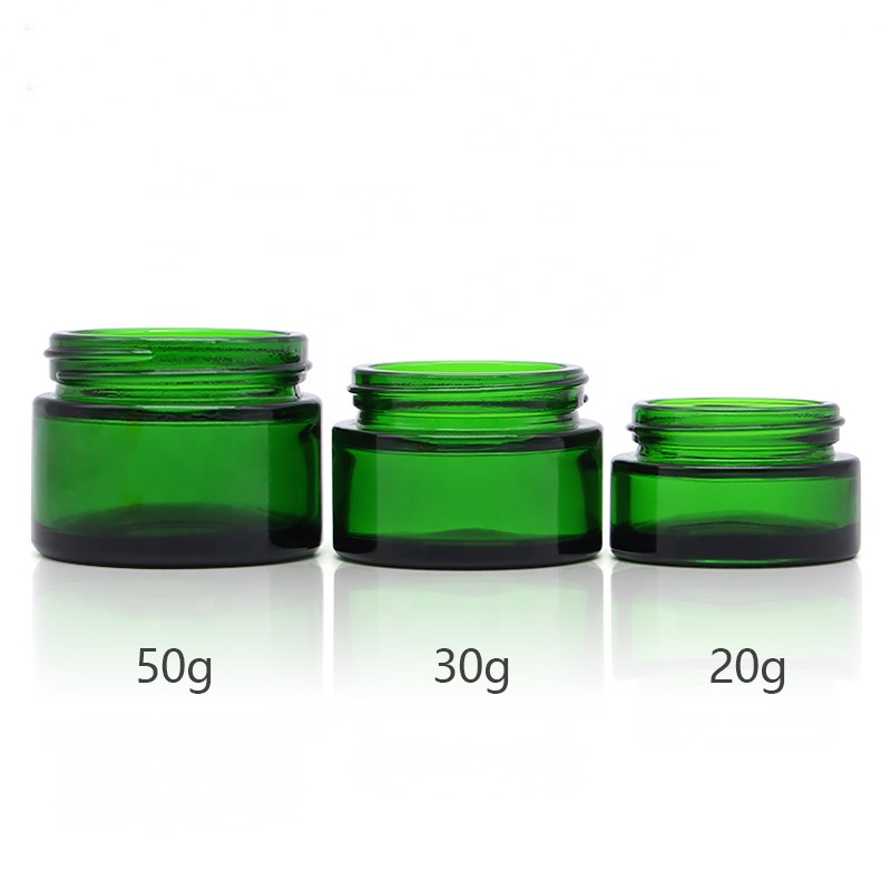 empty cosmetic cream jars 20g 30g 50g face cream packaging 20 ml 30ml 50ml glass jar green glass cosmetic jar