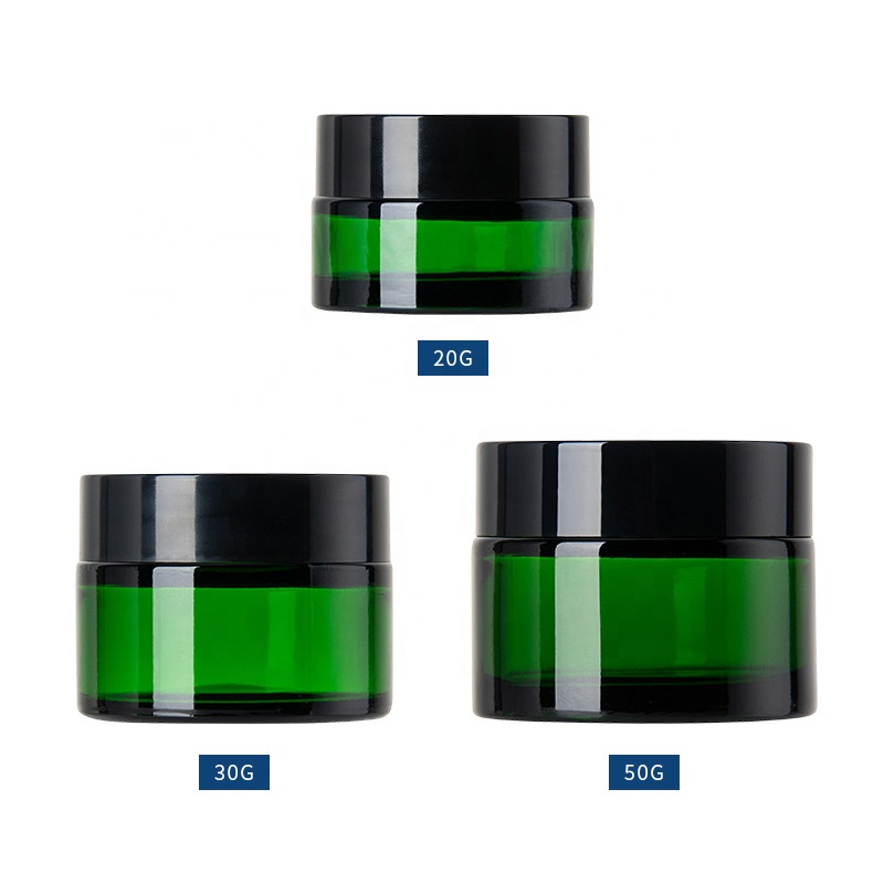 empty cosmetic cream jars 20g 30g 50g face cream packaging 20 ml 30ml 50ml glass jar green glass cosmetic jar