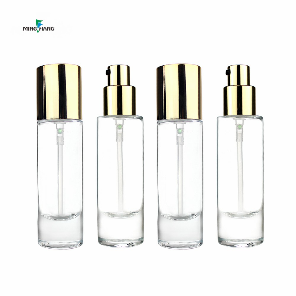 empty cosmetic lotion bottle design serum glass bottle with pump for sale
