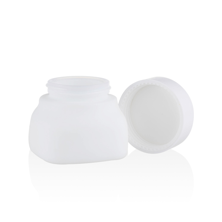 empty cosmetic lotion containers 50g square face masks usage glass jar with white plastic lid for personal care